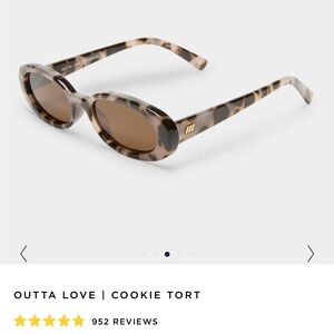 New Le Specs Outta Love Oval Sunglasses in Tortoiseshell Brown Cookie Tort